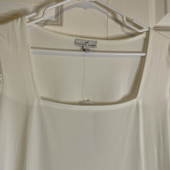 SHAVONNE  DORSEY Square Neck with Puff Sleeves Top, Women’s L, White - Picture 3 of 9